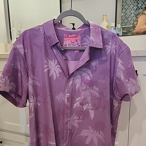 Retro Rifle Men's Lavender Palm Print Casual Shirt- Vice City